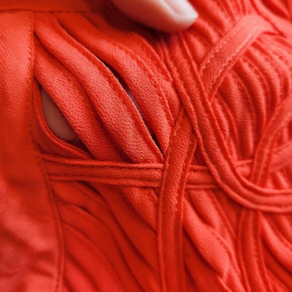 YA LOS ANGELES Coral Orange Silk Blend High-Neck Lined Mini Dress Womens Large L - Picture 8 of 12